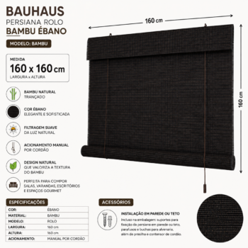 Persiana Rolo Bambu Evolux Bauhaus 160x160 Concret